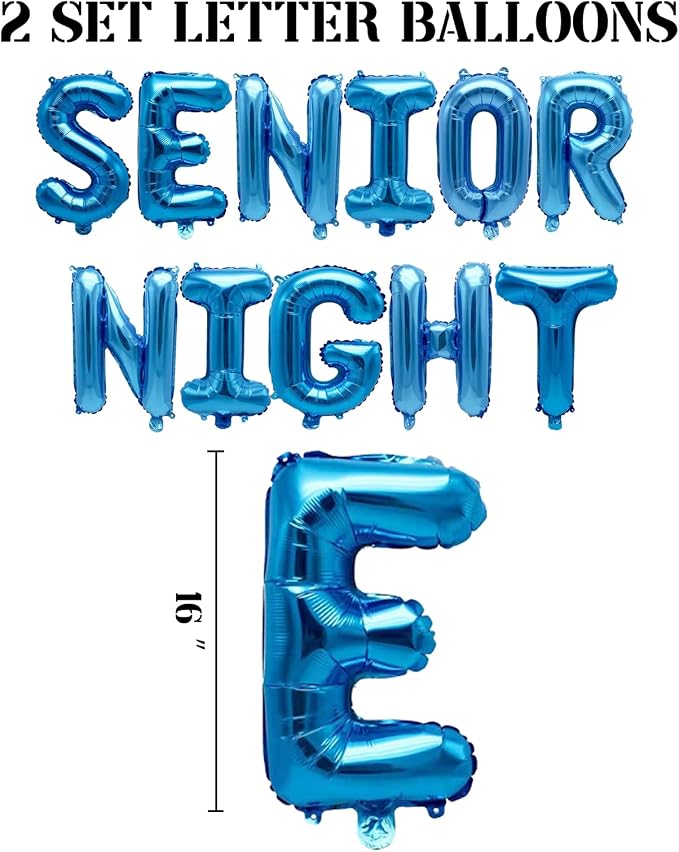 2 Set 22Pcs Blue SENIOR NIGHT Letter Balloons 16in Balloon Foil Letter - Image 2