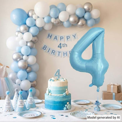 Pearlescent Blue Number 4 Balloon 40 Inch, Shiny Foil - Image 3
