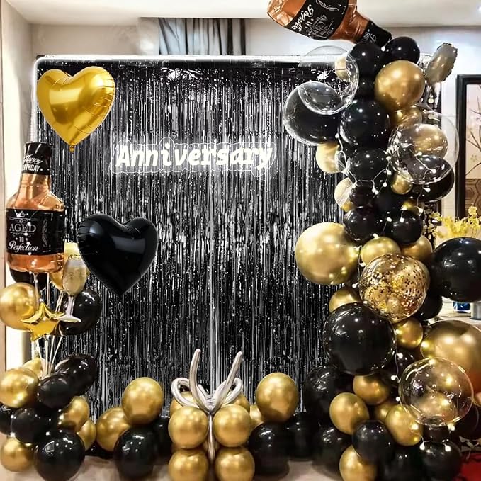Black and Gold Balloons Garland Arch Kit - Image 5