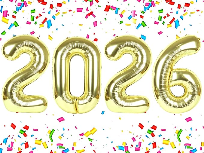 2026 Gold Foil Balloons 40 Inch, Aluminum Foil Balloons 2026 by Upgesy