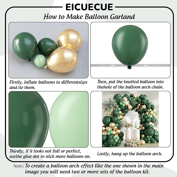 Green and Gold Balloons Garland Arch Kit - Image 3