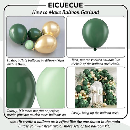 Green and Gold Balloons Garland Arch Kit - Image 3