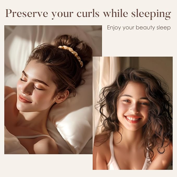 LULUSILK Silk Scrunchies for Hair Sleep, 100% Real Mulberry Silk, No Damage Hair Ties for Women and Girls, Black White and Gold, Pack of 3