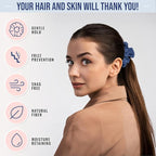 Blissy Silk Scrunchies (3 Pack) - 100% Pure Mulberry Silk - 22 Momme 6A High-Grade Fibers Scrunchie for Straight & Curly Hair - Preventing Breakage, Tangling, & Creasing (Blue Skinny)