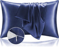 BEDELITE Satin Pillowcase with Zipper, Navy King Size Pillow Cases Set of 2, Super Soft and Cooling Similar to Silk Pillow Cases, Gift for Women Men(20x36 Inches)
