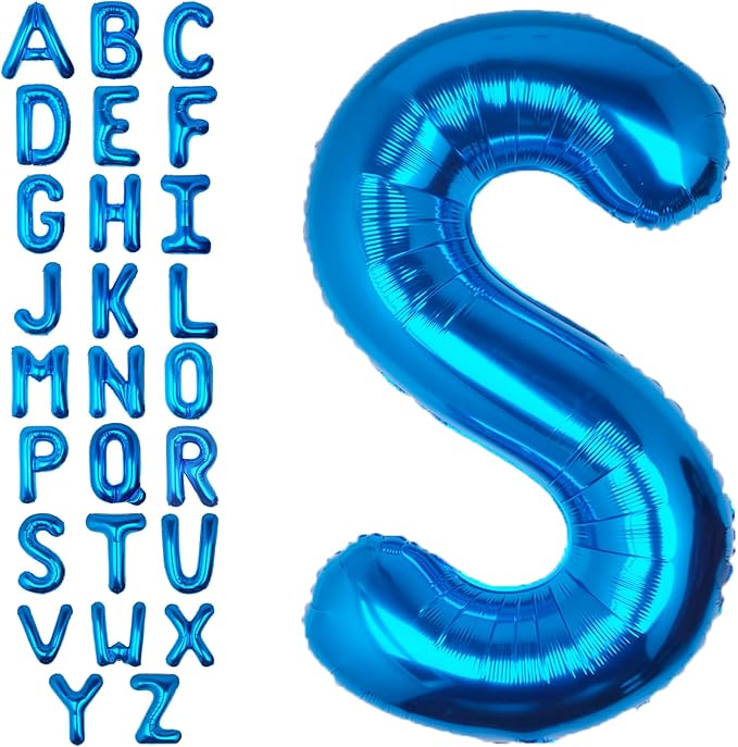 40 Inch Blue Letter S Balloon Big Foil Helium Letter Balloons A-Z | Giant Large by SULALABOO