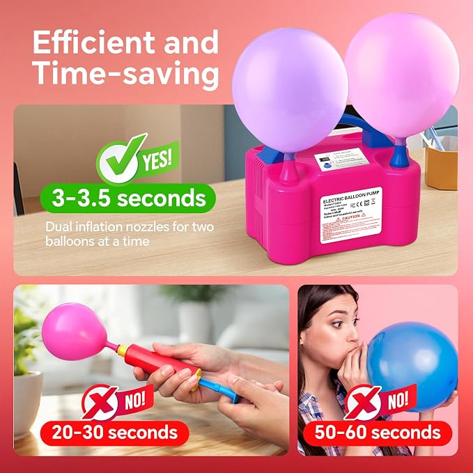 Electric Balloon Pump, 110V 600W Portable Dual Nozzles Balloon Pump, Air Pump - Image 2