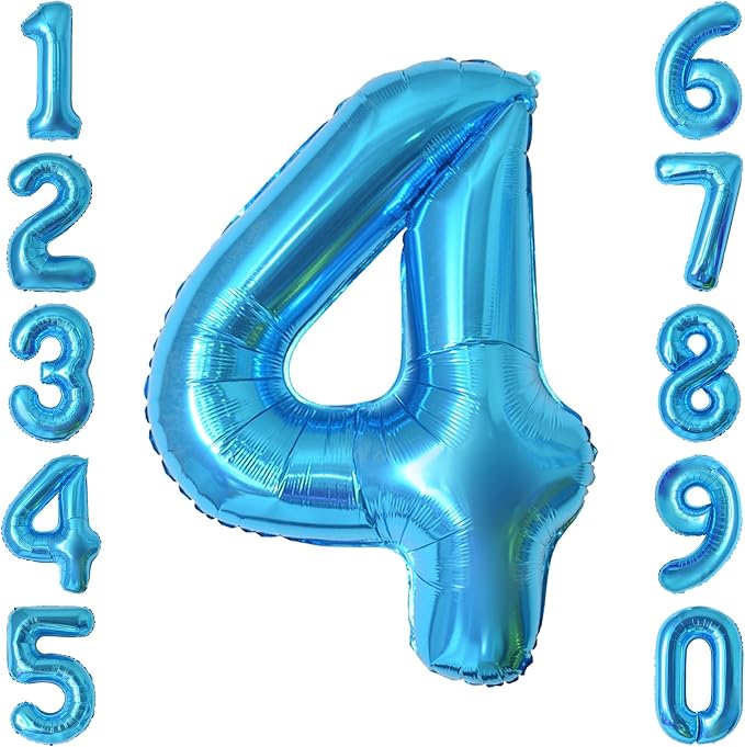 Light Blue Number 4 Balloon 40 Inch, Foil Numeral by Unknown