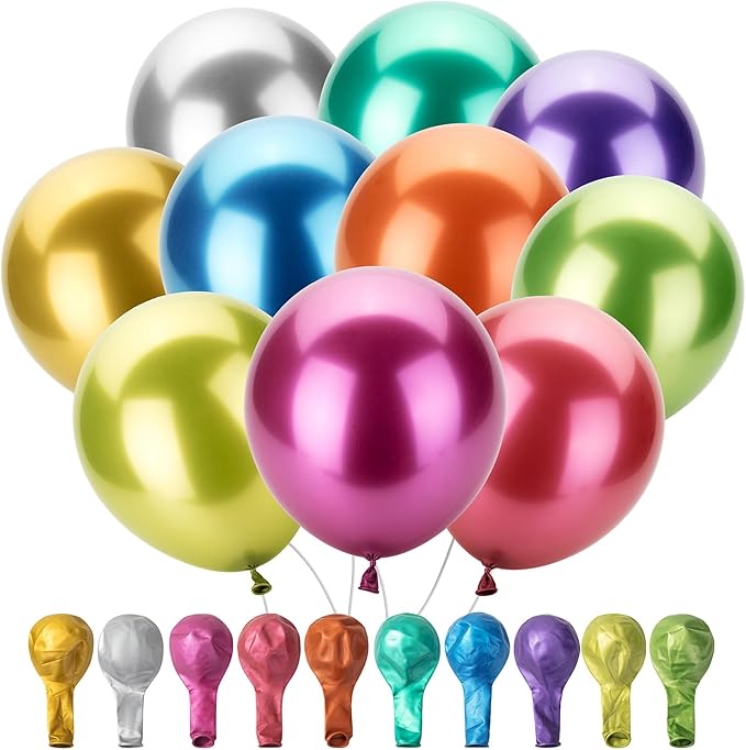 Mr. Pen- Metallic Balloons, 12 Inch, 100 Pack | Latex Metallic Colorful by MrPen