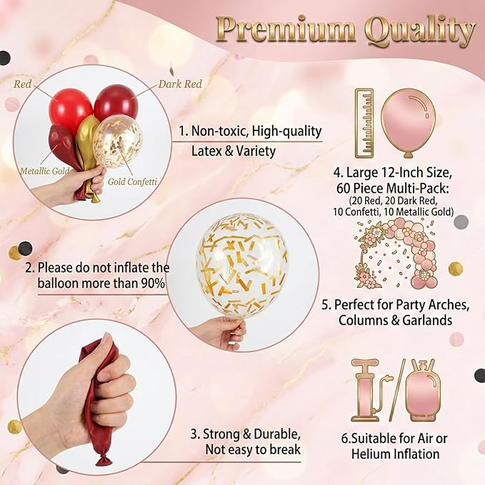 60-Pack 12-Inch Confetti Latex Balloons - Image 3
