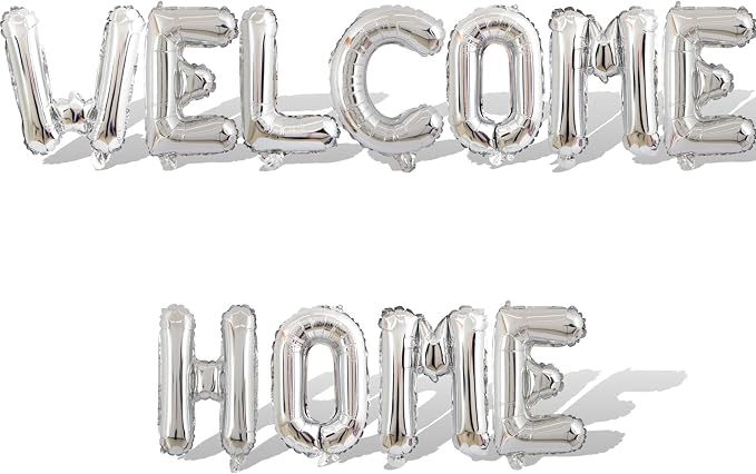 2 Set 22Pcs Silver WELCOME HOME Letter Balloons 16in Balloon Foil Letter by Fezava