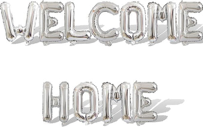 2 Set 22Pcs Silver WELCOME HOME Letter Balloons 16in Balloon Foil Letter by Fezava