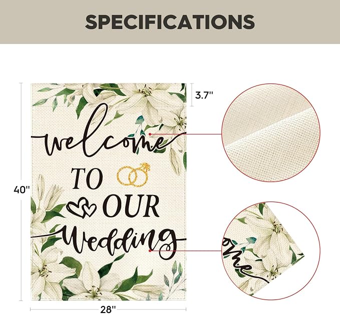 AVOIN colorlife Welcome to Our Wedding House Flag 28x40 Inch | Double Sided - Image 5