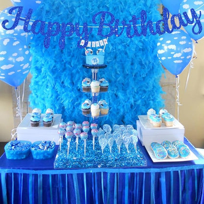 BEISHIDA Glitter Blue Happy Birthday Banner Party Decoration NO DIY, 10Feet | - Image 5