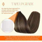 Full Shine Tape in Hair Extensions Human Remy Hair 18 Inch 40 Pcs 100g Dark Brown to Ash Brown and Dark Brown 2/8/2 Tape ins Seamless Natural for Bridal Daily Wear Double Sided