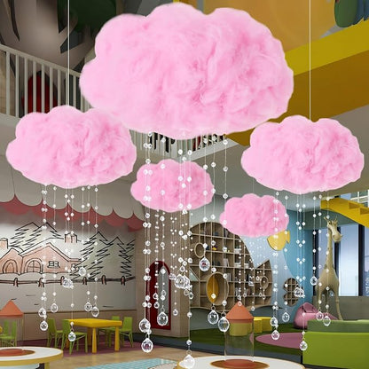 Marsui Artificial Cloud Props LED Hanging Pink Light String Fake Imitation 3D - Image 6