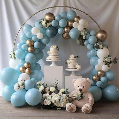 Dusty Blue and Gold Balloons, 12 Inch Blue Gold Balloons, Retro Fog Blue - Image 6