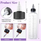 2Pcs Applicator Bottle for Hair, 8.5oz Twist Top Squeeze Oil bottles, Plastic Hair Color Bottle Dispenser Container for Scalp Root Dye Container with Clear Graduated Scale