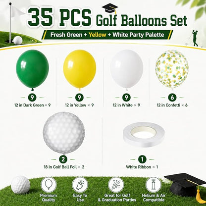 Golf Balloons, 12 Inch Green and Yellow Balloons - Image 2
