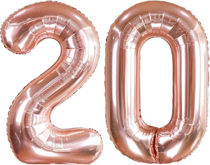 AULE 40 Inch Rose Gold 20 Balloon Number Foil 0-9 Birthday Big Numbers | by AULE