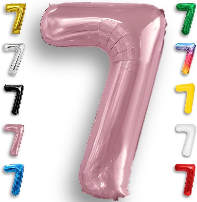 Pink Pearl Number Balloon 7 Mylar Foil Macaron Balloons 16 Inch by Unknown
