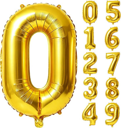 40 Inch Number 0 Balloons for Birthday Party Decorations, 0-100 Gold Large No.0 by FOBELEC