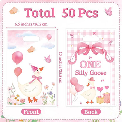 ANGOLIO One Silly Goose Party Favor Bags, Flowers Balloon Themed Party - Image 2