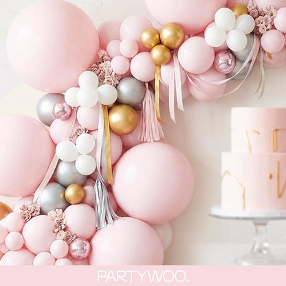 PartyWoo Pale Pink Balloons 140pcs Light Pastel Baby Pink Color | 18 12 10 5 - Image 8