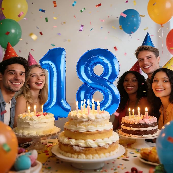 40 Inch Number 18 Balloons for 18th Birthday Party Decorations, 0-100 Dark Blue - Image 2