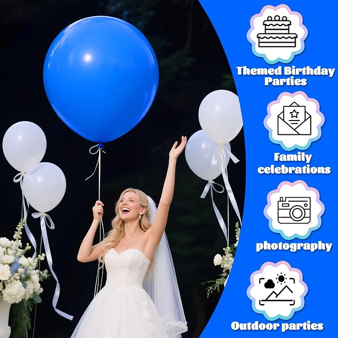 Blue Big Balloons 32pcs, 18 Inch Large Latex Giant Heavy Duty Balloons - Image 5