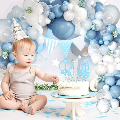 Dusty Blue Balloon Arch Kit 155Pcs Light Blue and White Clear Balloons - Image 7