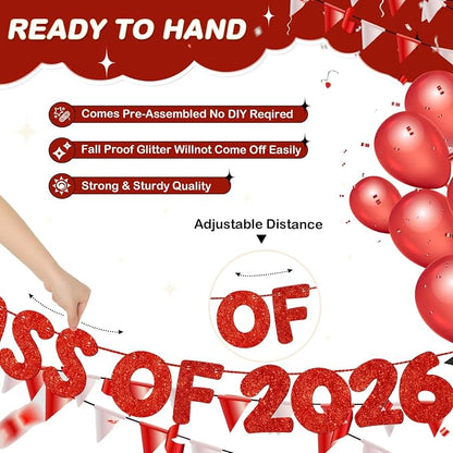 Fulmoon Congrats Grad Class of 2026 Banner Graduation Party Decor Class of 2026 - Image 3