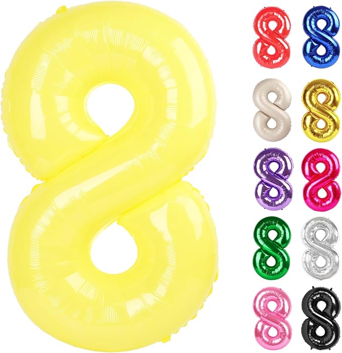Yellow Number 8 Balloon 40 Inch by IWERP