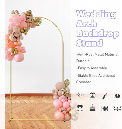 Wedding Arch Backdrop Stand 7.2FT Gold Wedding Balloon Arched Backdrop Stand - Image 5