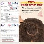 Rich Choices Human Hair Toppers for Women-100% Real Remy Hair Topper No Bang-Upgraded 150% Density 9 * 12CM Lace Base-Clip in Hairs Topper for Thinning Hairs-10Inch #2R Chocolate Brown