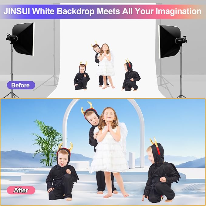 White Backdrop for Photoshoot, 10x10 ft Photo Backdrop Curtain Double-Side for - Image 7