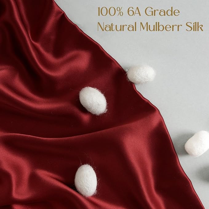 ZIMASILK 100% Mulberry Silk Pillowcase for Hair and Skin Health,Soft and Smooth,Both Sides Premium Grade 6A Silk,600 Thread Count,with Hidden Zipper,1pc (Standard 20''x26'',Burgundy)