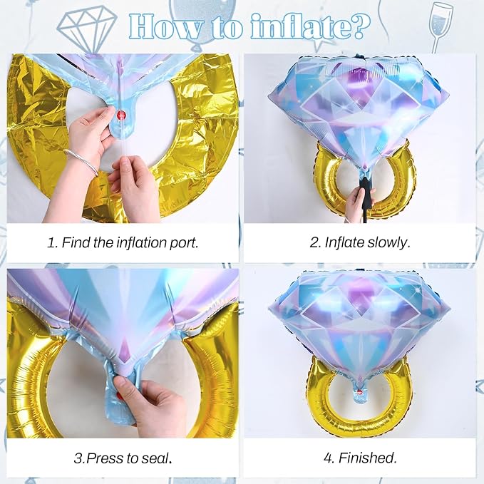 Diamond Ring Balloons Champagne Wine Glass Foil Balloons - Image 4