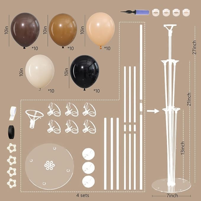 4 Sets Black Brown Nude Balloons Stand - Image 3