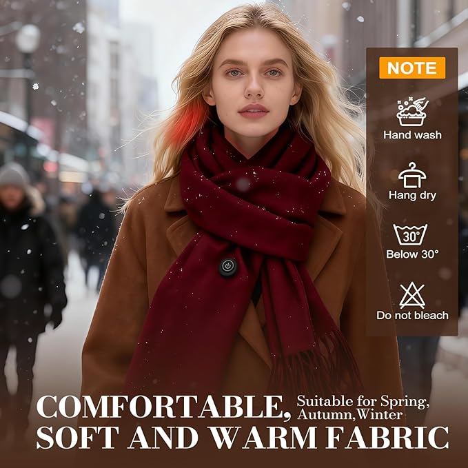 EN'DA professional Heated Scarf for Women and Men with Rechargeable Battery, Winter Electric Scarf for Cold Weather