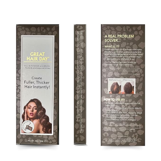 Joan Rivers Great Hair Day Root Touch Up Powder Duo - Fill-in Powder for Thicker, Fuller Looking Hair (Salt & Pepper)