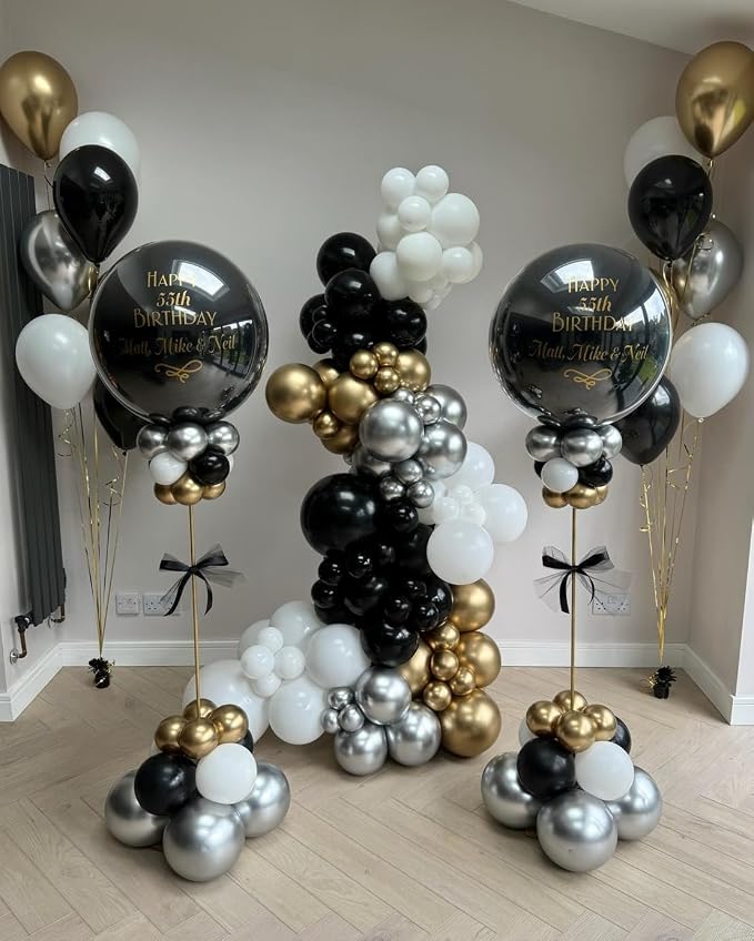Black and Gold Latex Balloons, Graduation, Anniversary, New Year Party - Image 8