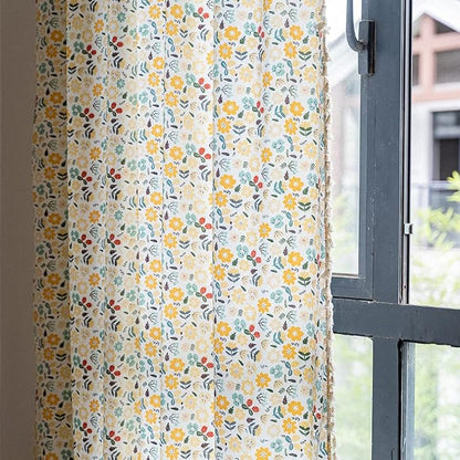 ENJOYBRIDAL Floral Curtains 96 Inch Length 2 Panels Tassel Boho Semi-Sheer - Image 9
