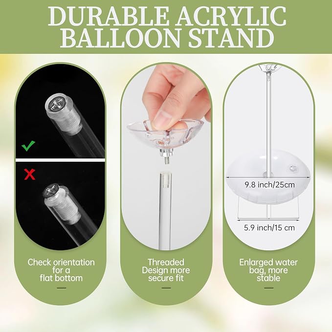 Aneco 6 Pieces Clear Acrylic Balloon Stand Set 15.7 Inches Height Balloon - Image 3