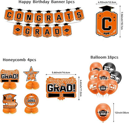 Graduation Decorations 2026 Orange Themed Set - Image 5