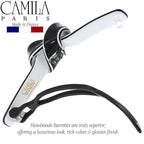 Camila Paris CP3358 French Hair Barrette Clip for Girls, Handmade, Black/White, Metal-Free Closure Strong Hold Grip Hair Clips for Women, No Slip Durable Styling Girls Hair Accessories, Made in France