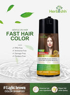 Herbishh Light Brown 3 in 1 Hair Dye Shampoo 400 ML PPD Free + Hair Color Stain Protector – Dye Shield or Defender for Skin
