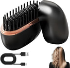 Mini Hair Straightener, Rechargeable Wireless Portable Hair Straightener Brush, 3-Speed Temperature Control, Anti Scald Shell, Lightweight & Portable for Travel (Black)