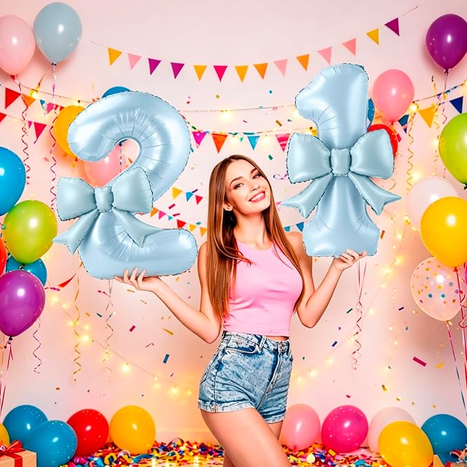 40 Inch Number 1 Balloon with Bow, Coquette Aesthetic Foil Balloon - Image 4