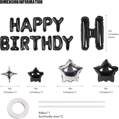 CANREVEL Happy Birthday Banner Decorations + 12Pcs Star Balloons, - Image 2